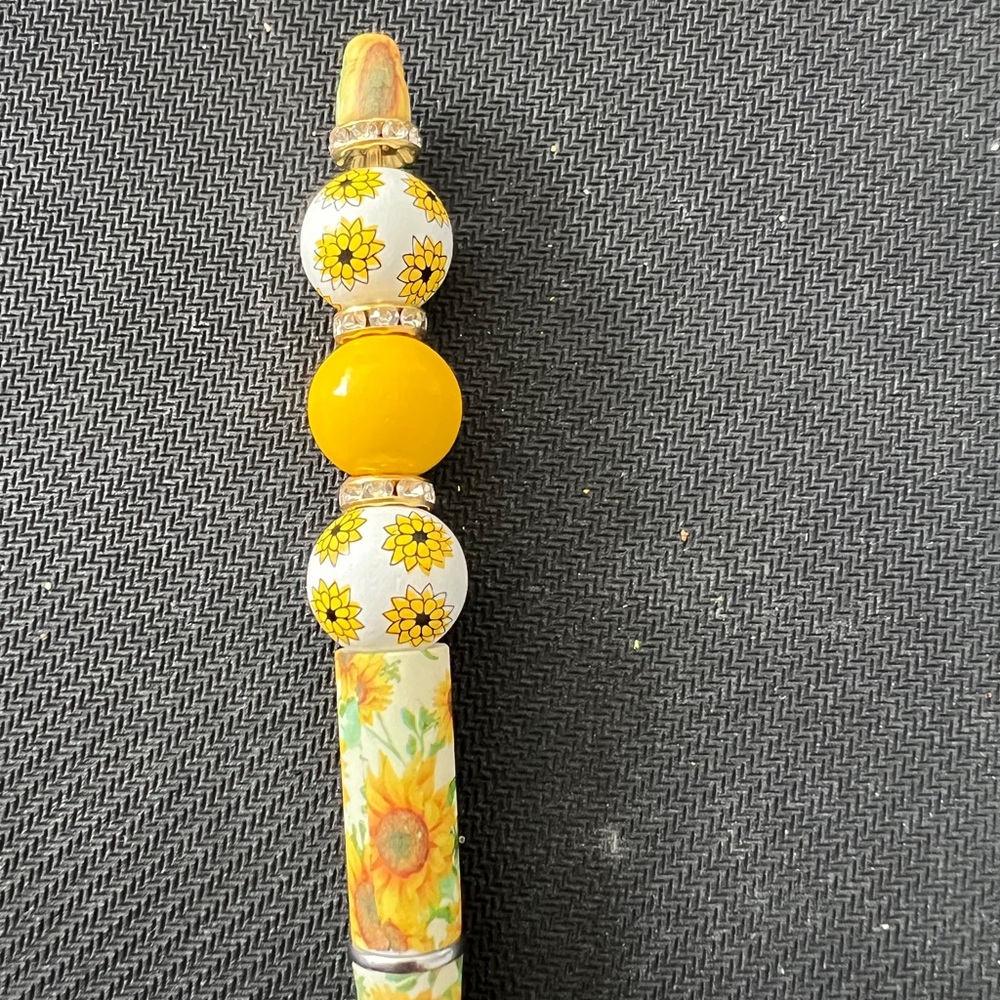 Sunflower Beaded Sunflower White Pen